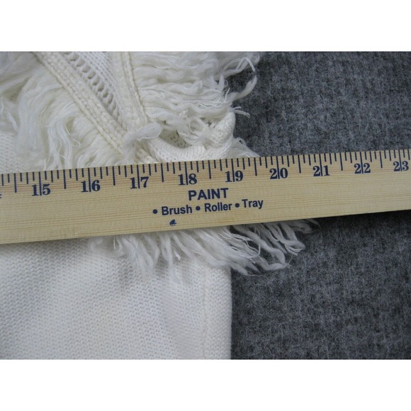 BCBGMaxazria Sweater Women Small Crochet Ivory Fringe Soft Girl Core Boho - Picture 13 of 15